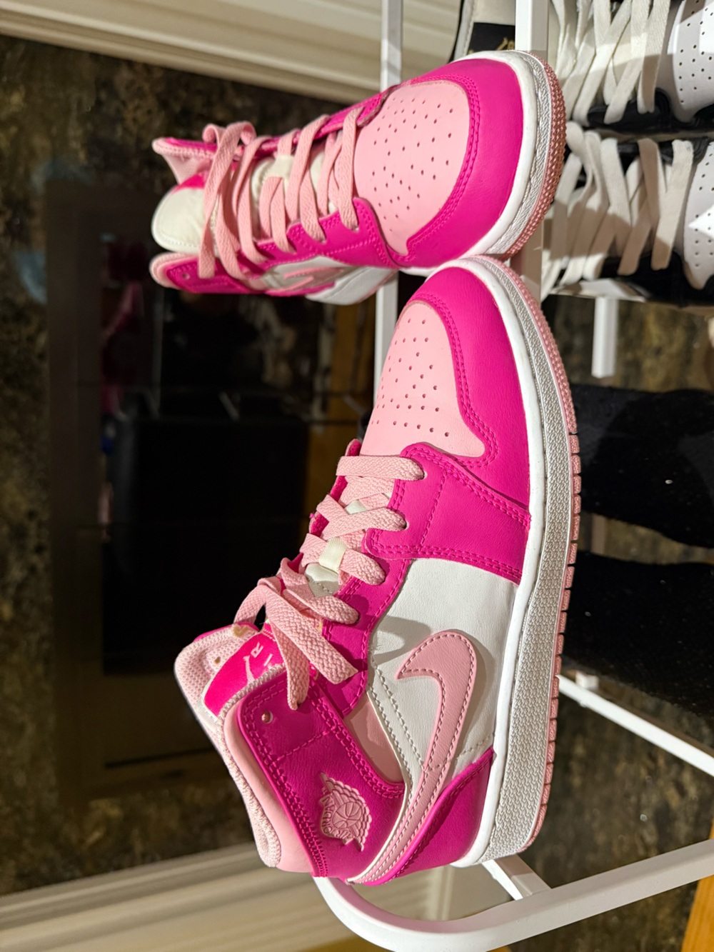 Jordan Kids Pink and Light Pink High-Top Sneakers